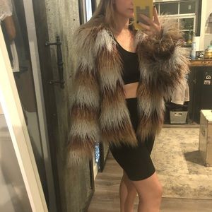 Pink and Blue Fur Jacket